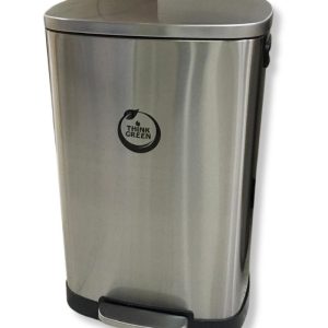 BASURERO ACERO INOXIDABLE 50 LITROS TAPA Y PEDAL