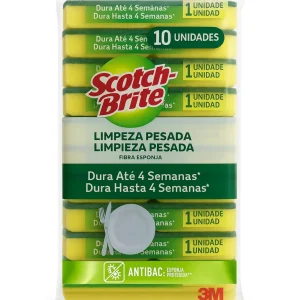 Scotch-Brite Esponja Abrasiva Limpieza Pesada Pack 10 unid