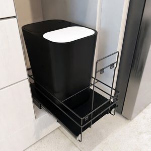 Basurera 20 Litros bajo pozuelo con riel modulo 30 cm y tapa Push – 1 caneca con doble cavidad