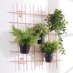 Cuadricula Organizadora jardín vertical + 4 soportes matera en acero