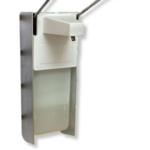 DISPENSADOR DE JABON DE PARED PARA ACCIONAR POR MEDIO DE CODO