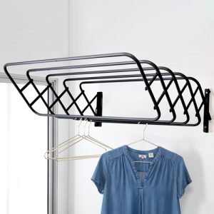 Tendedero de ropa plegable Duplex de 60 cm para pared- 9 tubos – Acero pintado