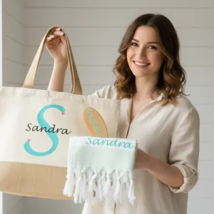 Pack Verano Personalizado: Bolsa + Toalla + Peine con Nombre Bordado