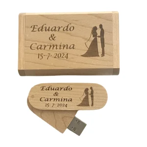 Pendrive Personalizado con Caja de Madera Natural | 32GB o 64GB USB 3.0