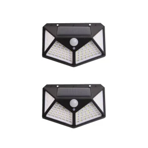 2 Aplique Triangular 100 Led Solar Contra Agua
