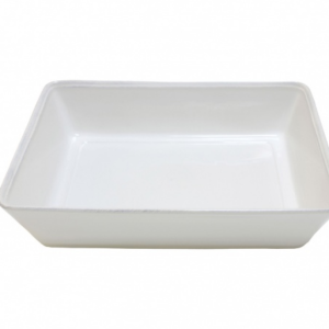 Fuente servir rectangular friso blanco 30 cm
