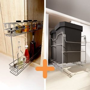 Combo Aceitera deslizante + Minibasurera deslizante – Metalizado