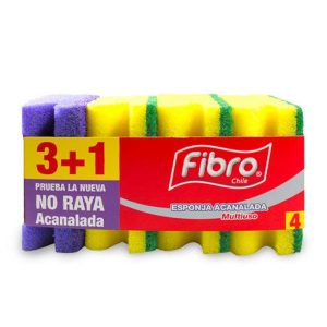 Fibro Esponja Acanalada 3 + 1 No rayas 4 unid