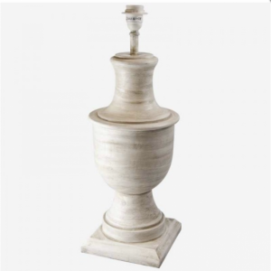 Lámpara copa madera base cuadrada grande color blanco