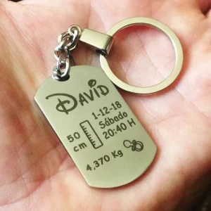 Llavero Personalizado Recién Nacido | Grabado con Nombre, Fecha y Datos del Bebé