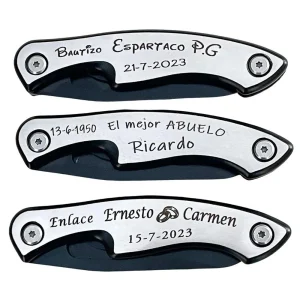 Navaja Personalizada en Acero Inoxidable Negro | Diseño Ergonómico y Seguro