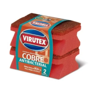 Virutex Esponja Acanalada Cobre Antibacterial 2 unid